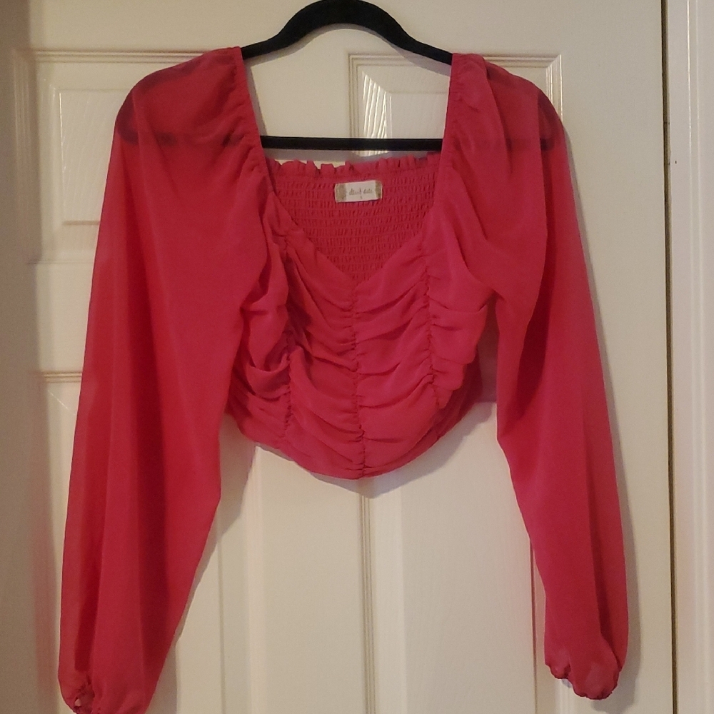 Altar'd State Fuchsia Ruched Blouse - Picture 6 of 6